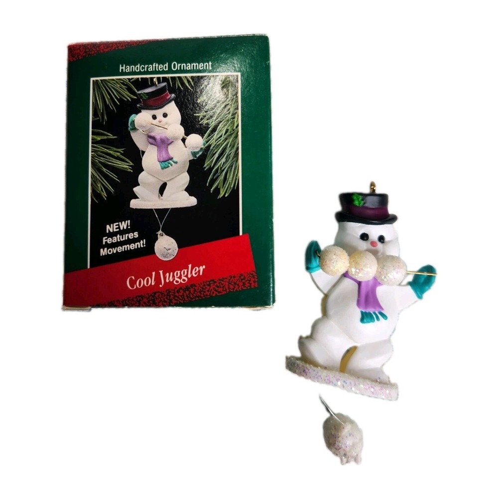 Vintage 1988 Hallmark Keepsake Ornament Cool Juggler Snowman Motion QX4301